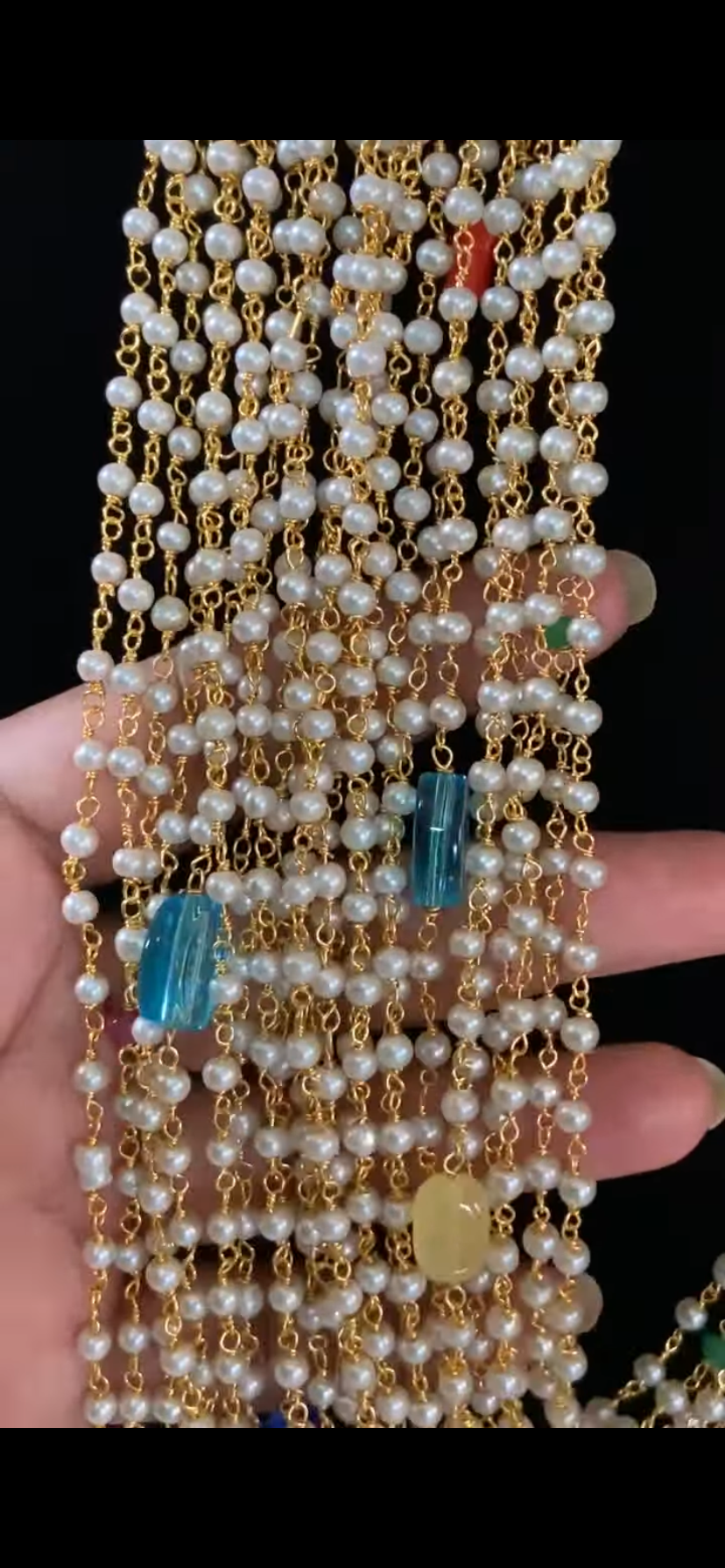 Pearl & Navratttan Beads Multi Layer Necklace | Indian Necklace In USA