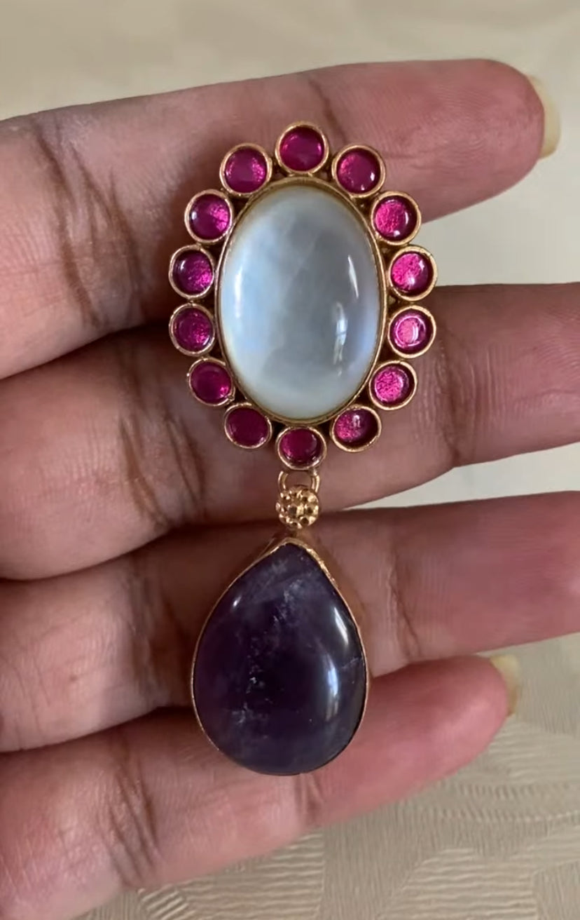 Natural stones Fusion Necklace With Earrings | Latest Indian jewelry | Gift Idea