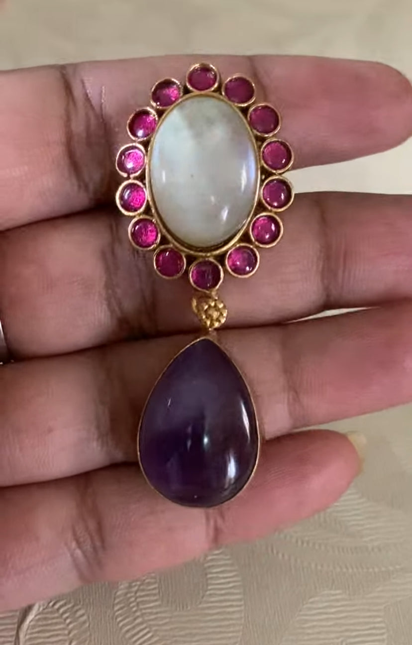 Natural stones Fusion Necklace With Earrings | Latest Indian jewelry | Gift Idea