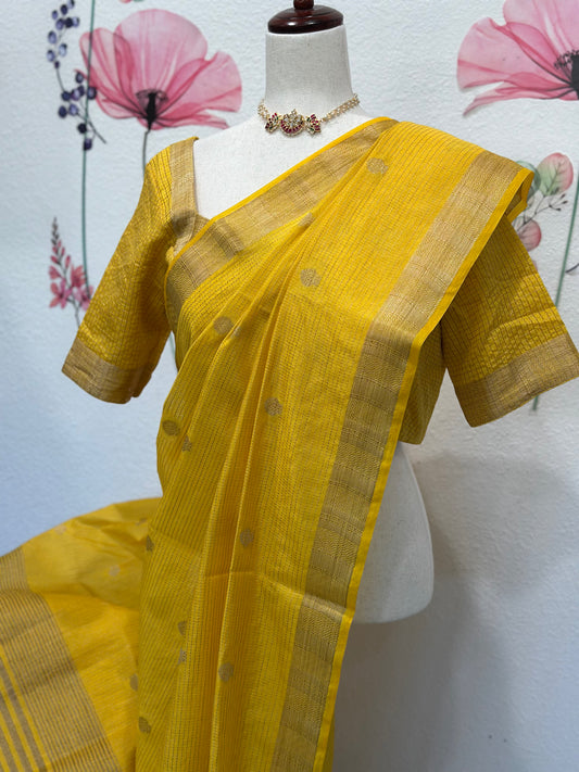 Banaras Yellow Fancy Saree | Indian Light Weight Saree | Gift Saree