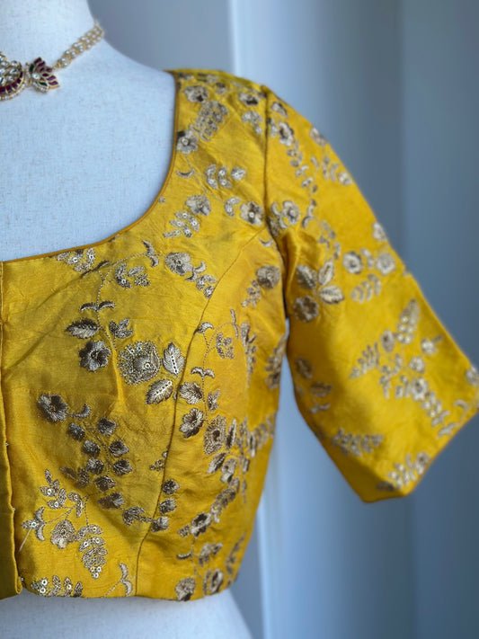 Yellow Embroidery Blouse | Custom Blouse | Embroidery Blouse