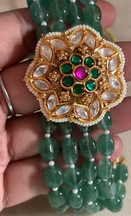 Kundan Pendant Beads Choker Set | Indian Necklace In USA