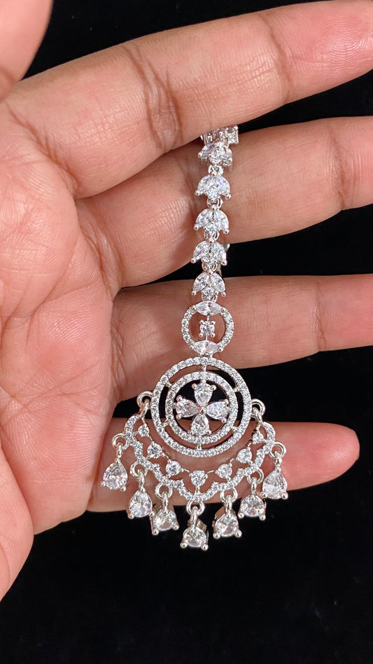 Rhodium AD Maang Tikka | Indian jewelry in USA