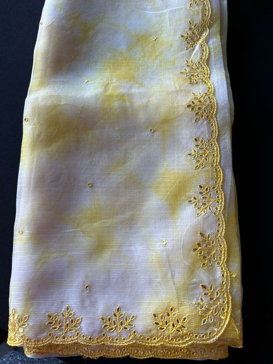 Lightweight Kota Shibori Saree | Mirror Embroidery Saree | Indian Sarees In USA