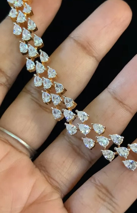 CZ Rhodium Necklace With Earrings | Indian Jewelry In USA