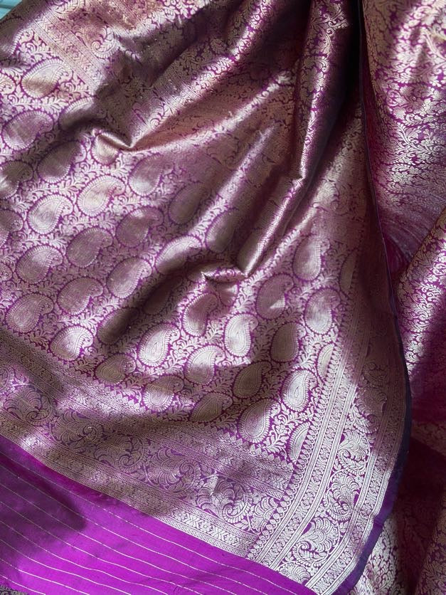 Magenta Pink Banaras Brocade Saree | Indian Traditional Sarees In USA