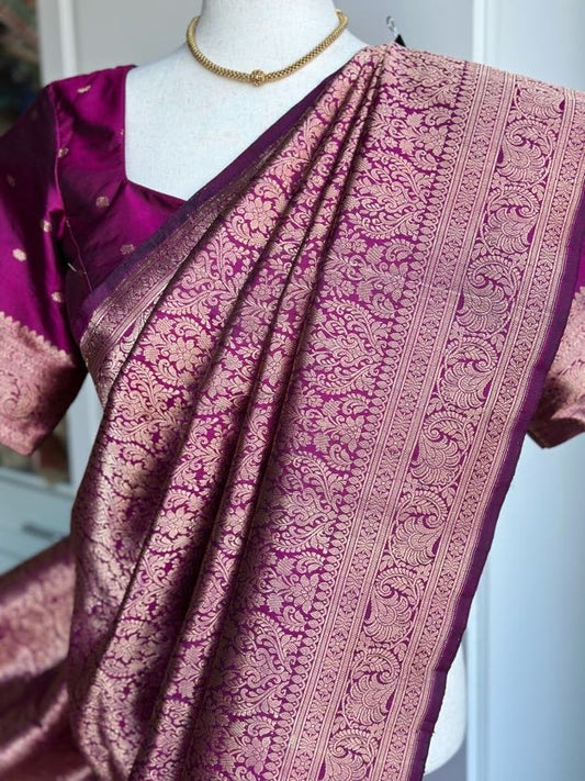 Magenta Pink Banaras Brocade Saree | Indian Traditional Sarees In USA