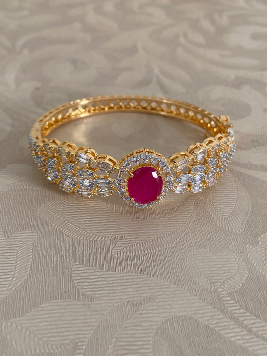 CZ Ruby 2Tone Bracelet | Openable Bracelet | Indian Jewelry | Gift Idea