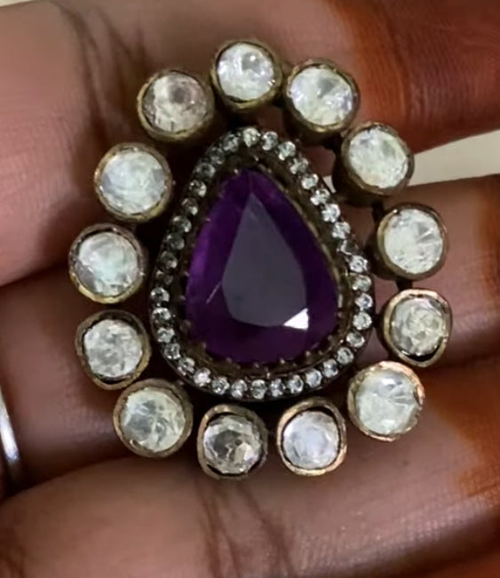 Victorian Moissanite Pendant Beads Necklace Set | Partywear Necklace | Gift Idea