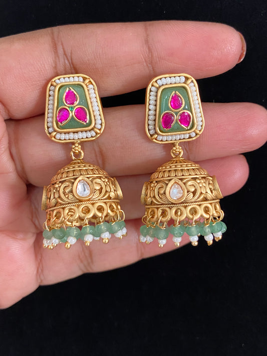 Antique Fusion Jumkis | Indian Jewelry