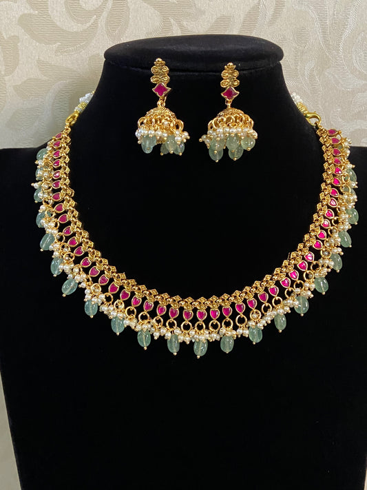 Jadau Kundan Necklace With Earrings | Indian Traditional jewelry