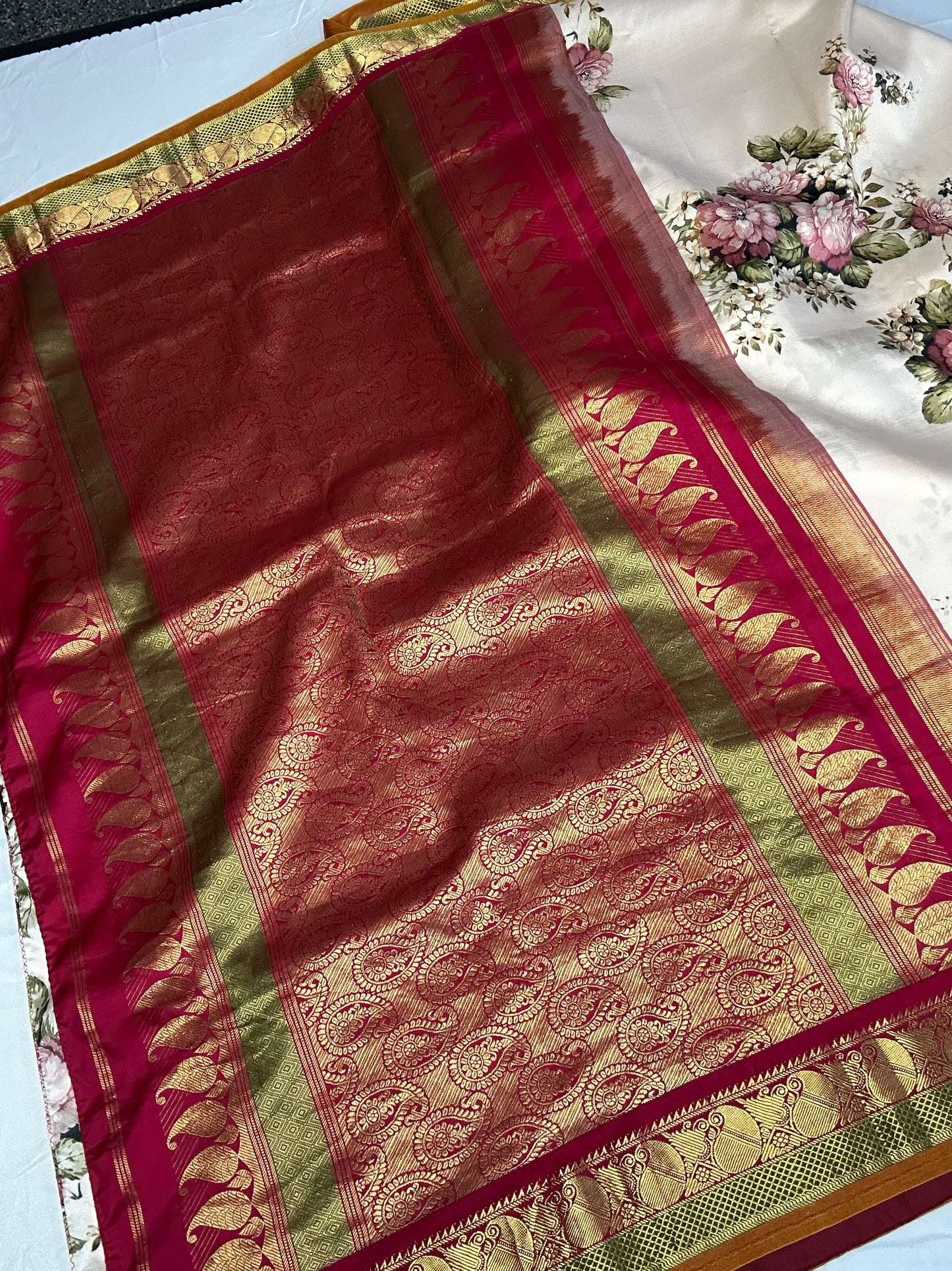 Korvai Pure Kanchi Digital Print Saree | Handloom Saree | South Indian Sarees in USA