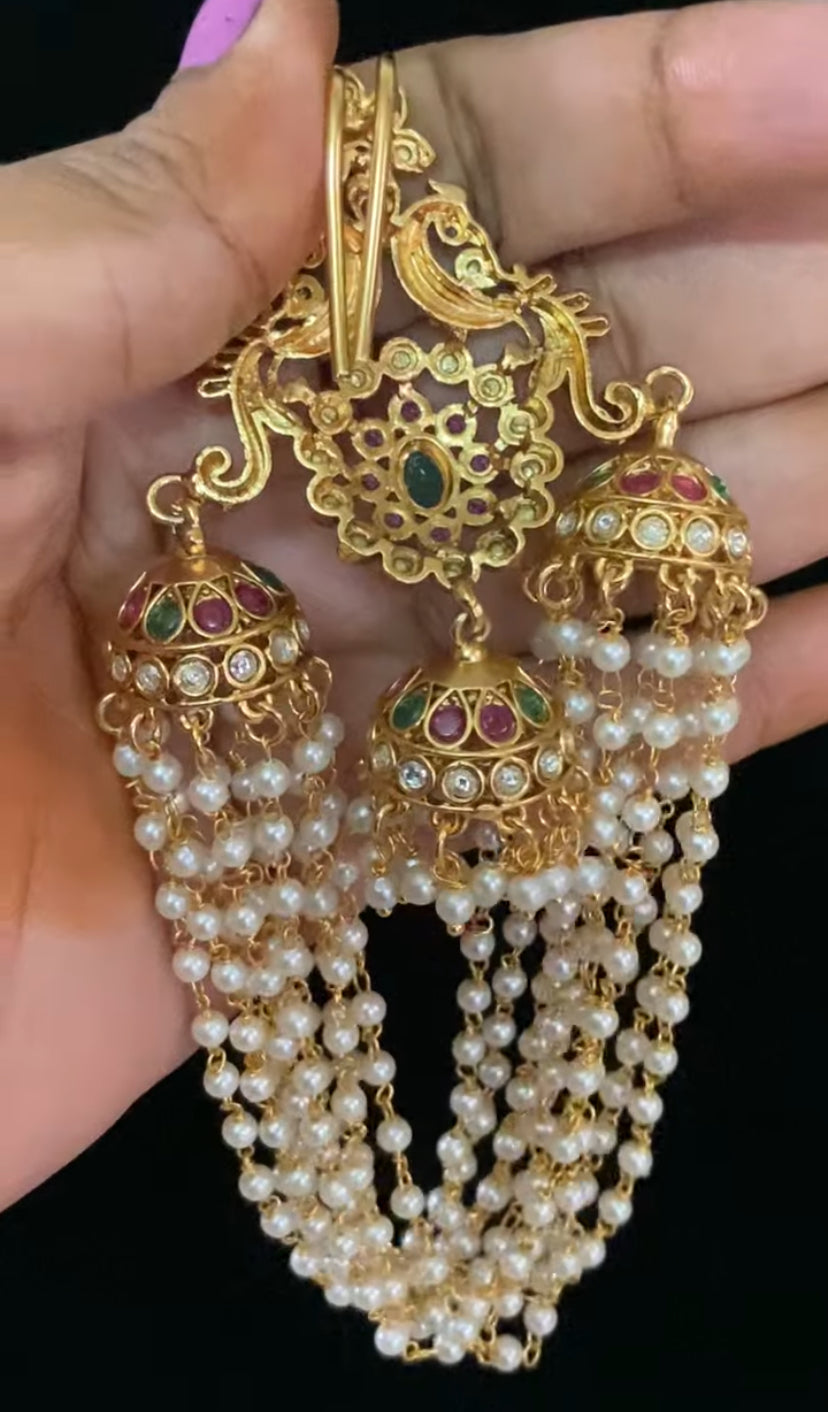Peacock Pearl Hanging Hair Accessories | Pearl Hair Choti | Traditional Indian Jewelry