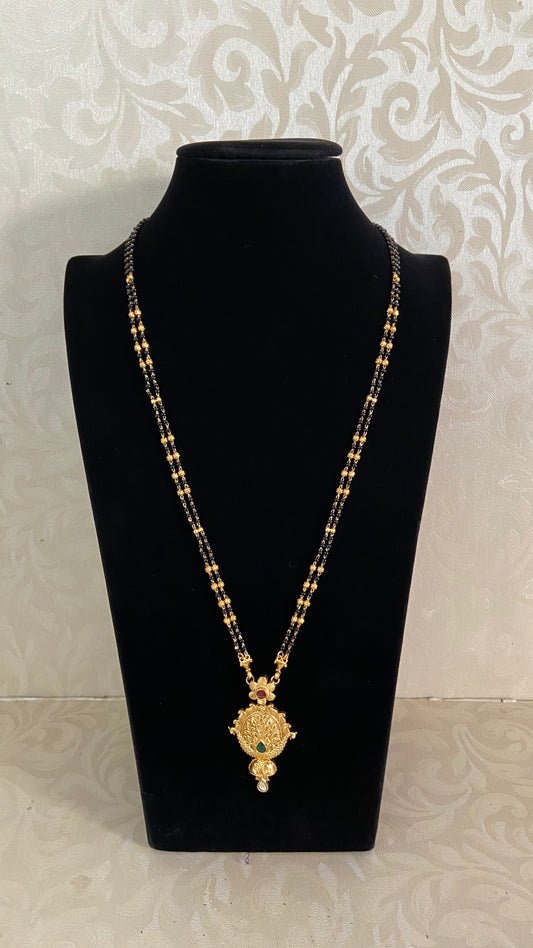 Antique Pendant Mangalasutra With Jumkis | Traditional Black Beads