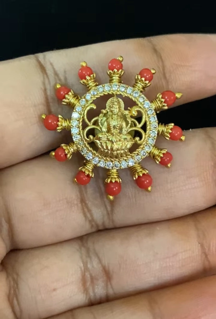 Antique Coral Pearl 4 line Mala Set | South indian Traditional Jewelry