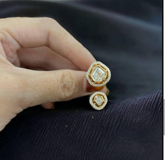 AD Polki Finger Ring | Adjustable Fingers Ring