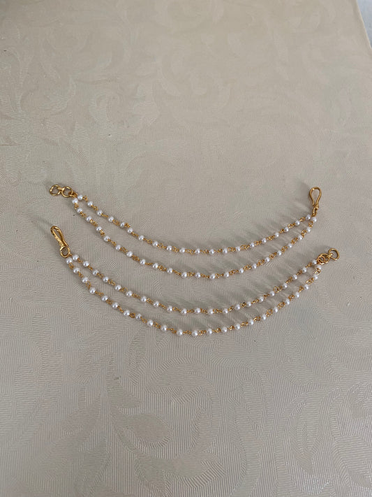 2Line Pearl Ear chains | Hair accessories | Champaswaralu