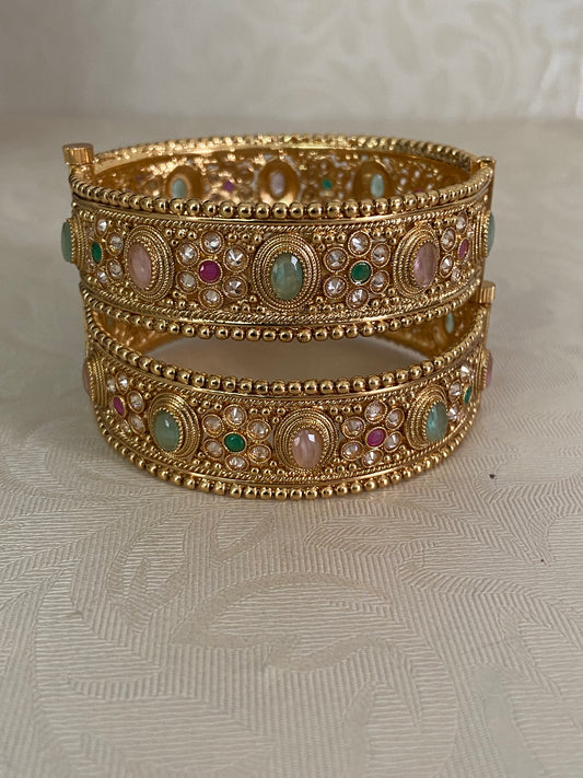 Antique Kundan Openable Bangles | Traditional Bridal Bangles
