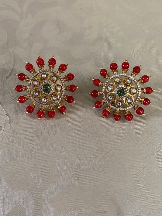 AD Coral Studs | Indian Traditional Earrings In USA