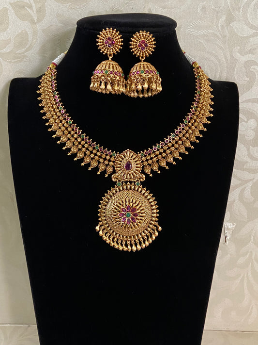 Antique Traditional Necklace With Jumkis | Indian Necklace In USA