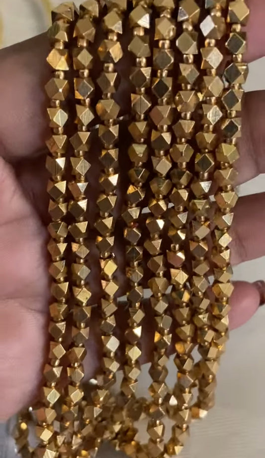 4 Layears Golden Beads Necklace With Earrings | Indian Necklace