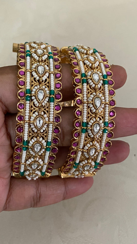 Antique Pearl Openable Bangles | Bridal Bangles | Indian Jewelry IIn USA