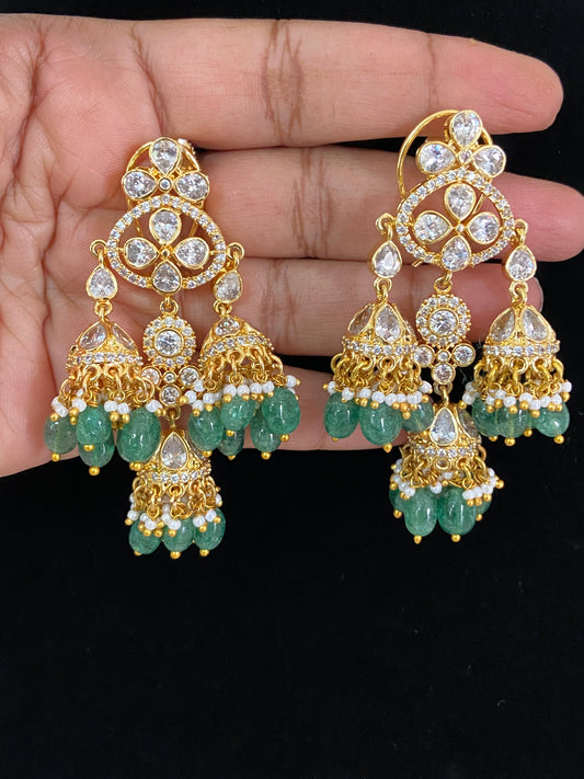 Moissanite Jumki Earrings | Latest Indian Jewelry