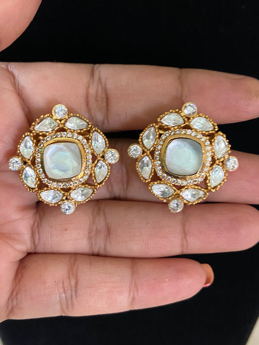 Polki Kundan Earrings | Indian Studs Earrings