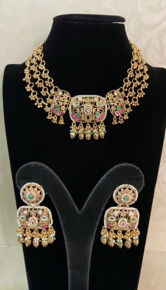 Antique Heritage Necklace With Earrings | Indian Jewelry USA