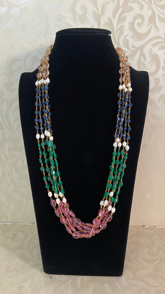 Multi Color Onyx Beads Necklace | South Indian Jewelry | Gift Idea