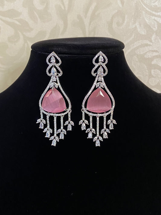 AD Classic Pink Earrings | Indian luxury Earrings