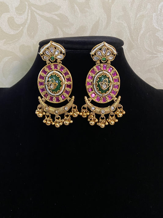 Antique Pearl Ruby Green Earrings | Indian Jewelry In USA