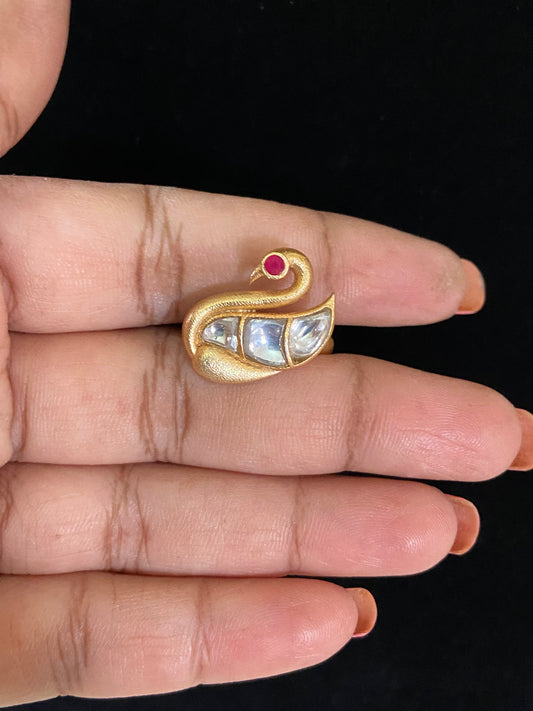Jadau Kundan Finger Ring | Swan Finger Ring
