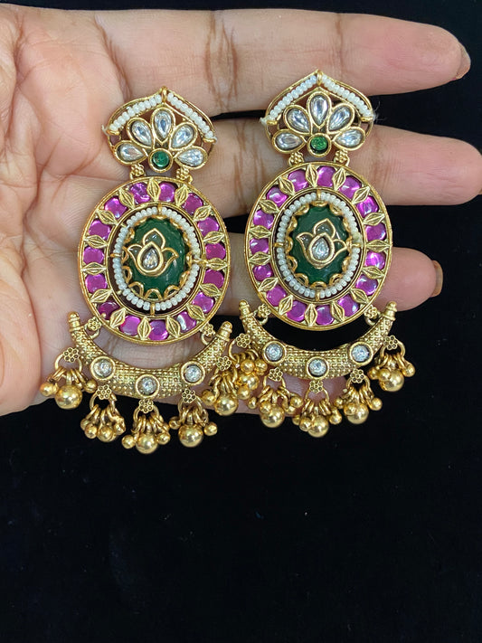 Antique Pearl Ruby Green Earrings | Indian Jewelry In USA