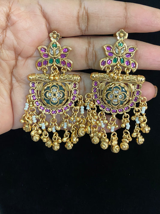 Antique Ruby Earrings | Indian Earrings