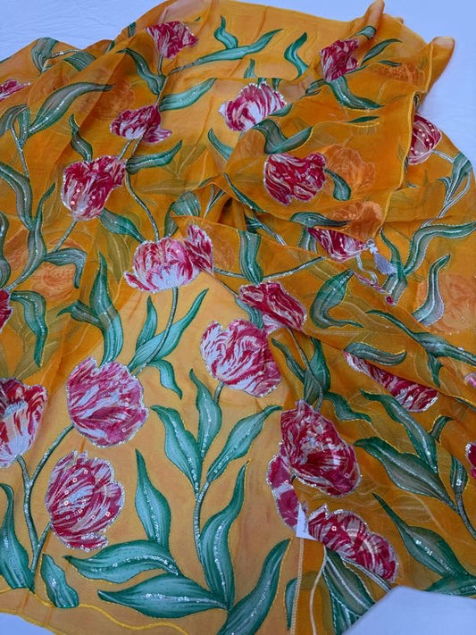 Floral Printed Fancy Dupatta | Party Wear Dupatta