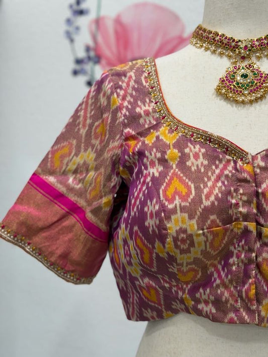 Hand embroidery ikat tissue Blouse | Saree Blouses Online | readymade blouses in USA