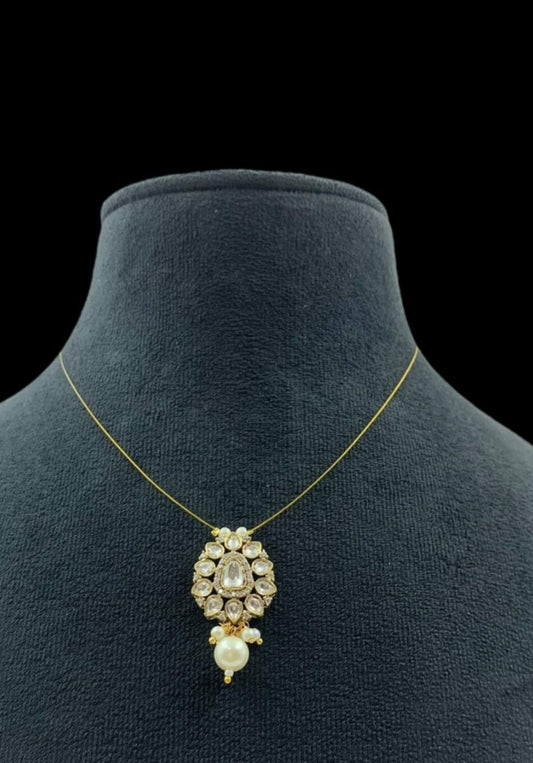 AD Polki Pendant Invisible Necklace | Indian Jewelry In USA