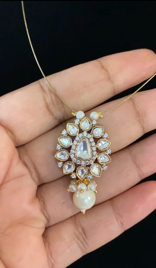 AD Polki Pendant Invisible Necklace | Indian Jewelry In USA