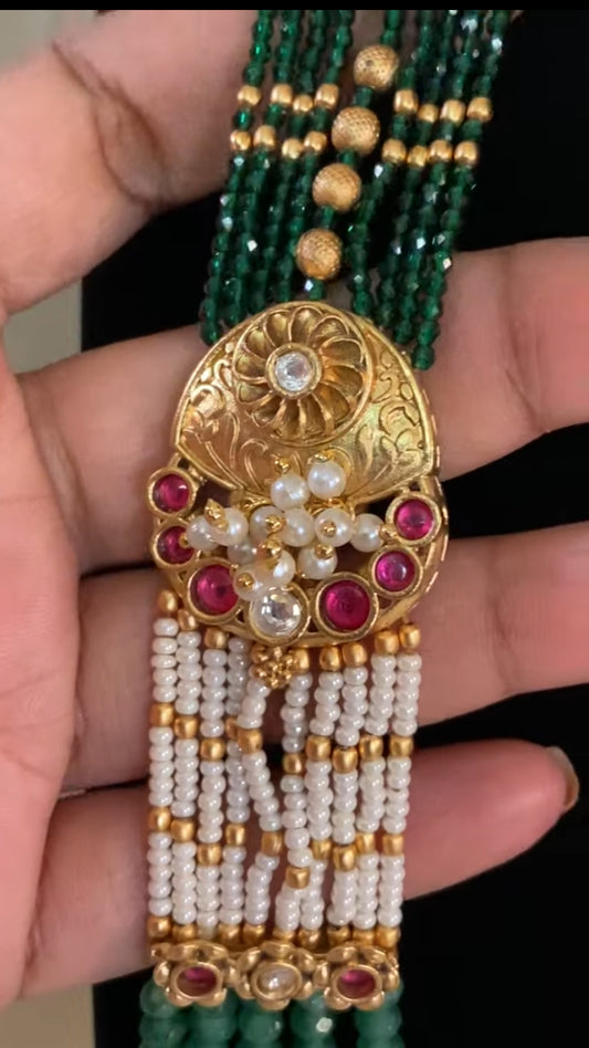 Traditional 5Layer Beads Necklace Set | Indian Traditional Jewelry