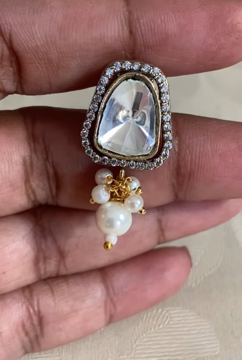 AD Polki Pendant Invisible Necklace Set | Indian Jewelry In USA