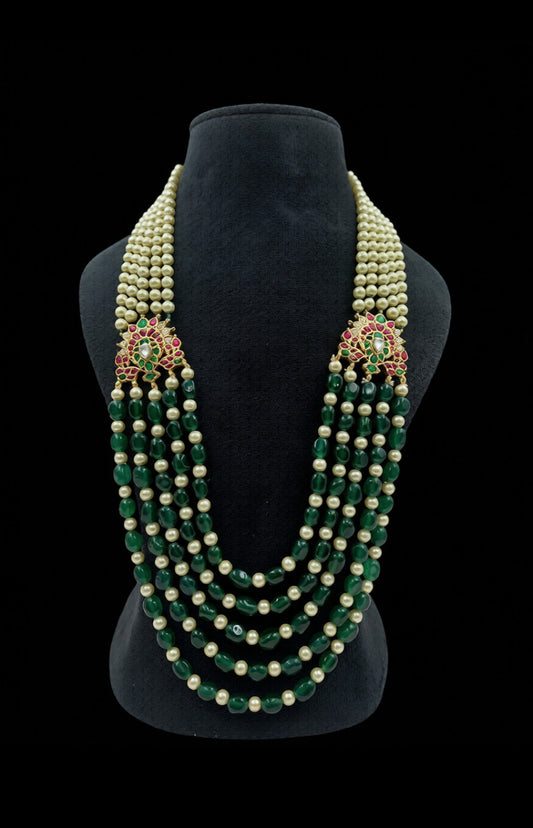 Jadau Kundan Side Pendants Beads & Pearls Groom Necklace | Indian Jewelry In USA