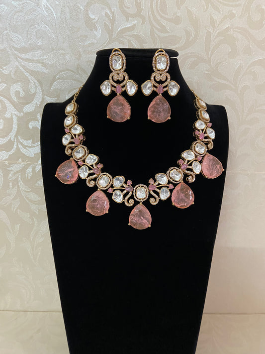 Moissanite Kundan Necklace Set | Indian Jewelry In USA