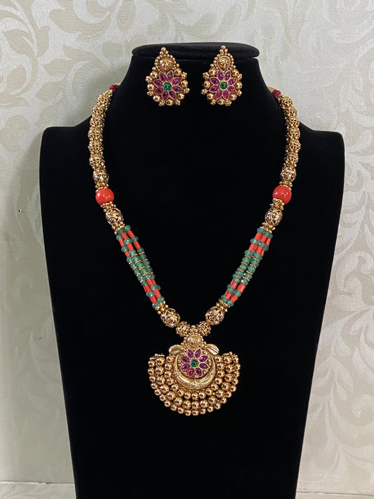 Beads Antique Necklace With Earrings | Indian Jewelry In USA