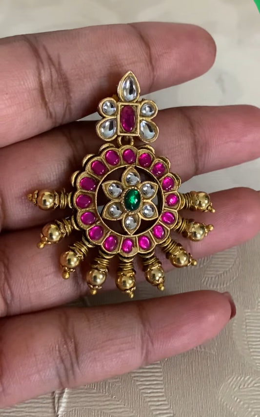 Antique Kundan Bottu Mala With Earrings | Indian Bridal Necklace