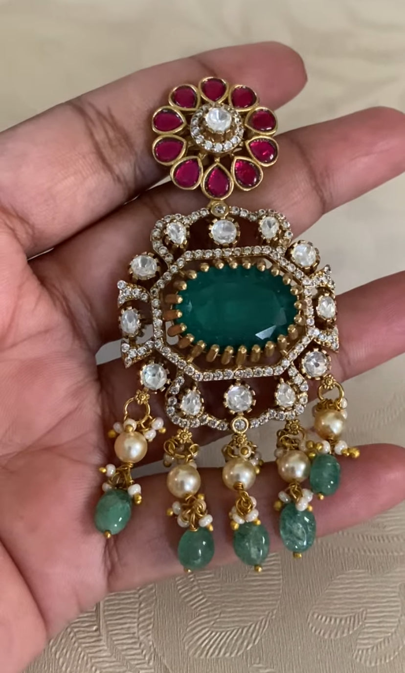 Moissanite & Jadau Fusion Bridal Choker With Earrings | Indian Jewelry