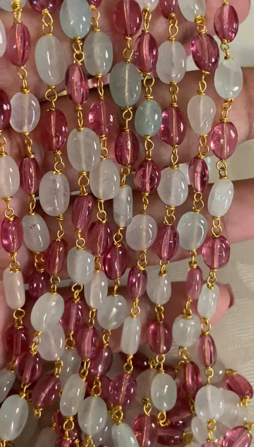 Pink Green Onyx Beads Necklace | Indian jewelry