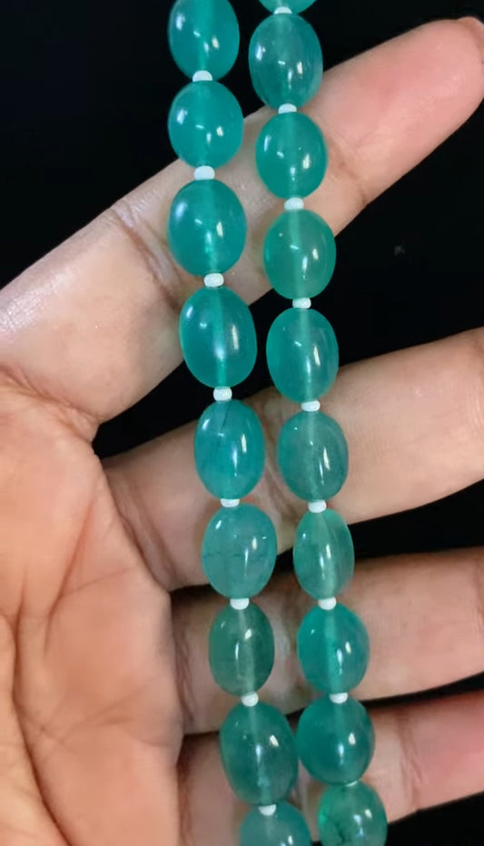 Polki Pendant Green Beads Necklace With Jumkis | Indian jewelry