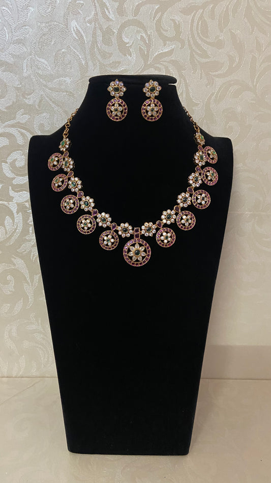 Kempu Bottu Necklace Set | Traditional Indian Jewelry In USa