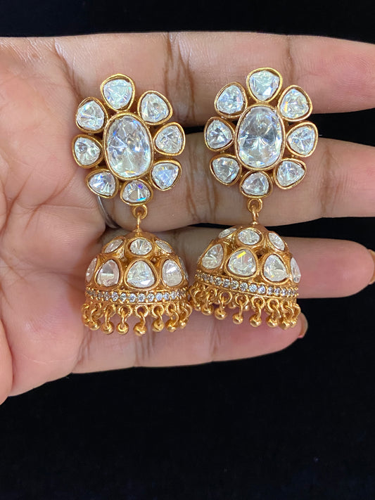 Moissanite  Polki Jumki Earrings | Indian Jumki